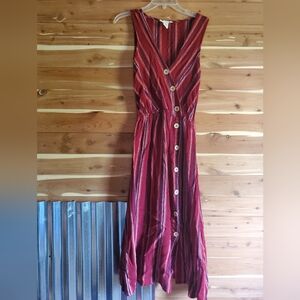 Red Sleeveless V-Neck Maxi Sundress